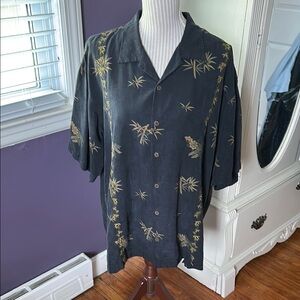 Tommy Bahama Black Silk Shirt with Bamboo Design